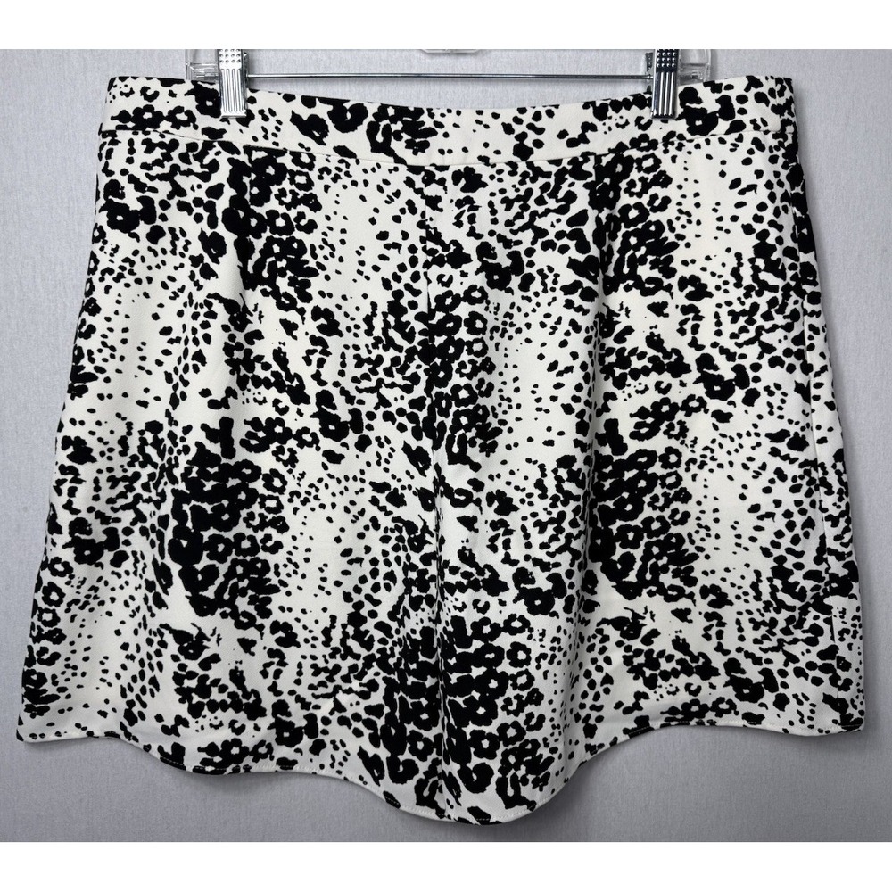 J Crew Womens Pleated Short Leopard 365 Crepe Size 16 Lined Pockets Side Zip